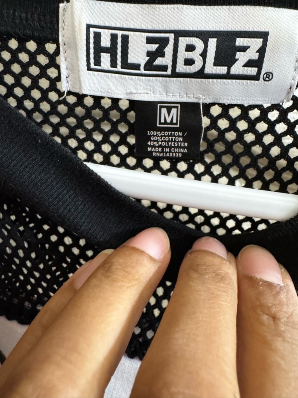 HLZBLZ Black & White Mesh Stripe Crop Top - Picture 3 of 5
